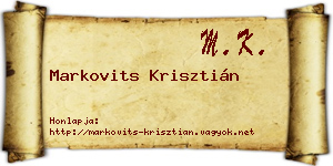 Markovits Krisztián névjegykártya